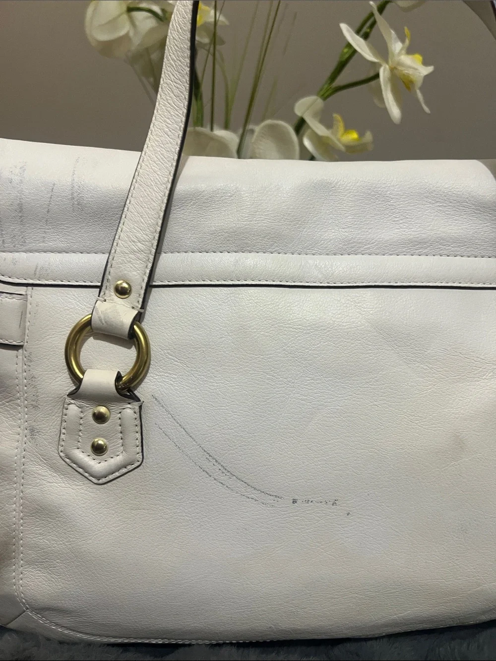 Coach Vintage Cream Campbell Flap Leather Satchel Retail $398 GUC